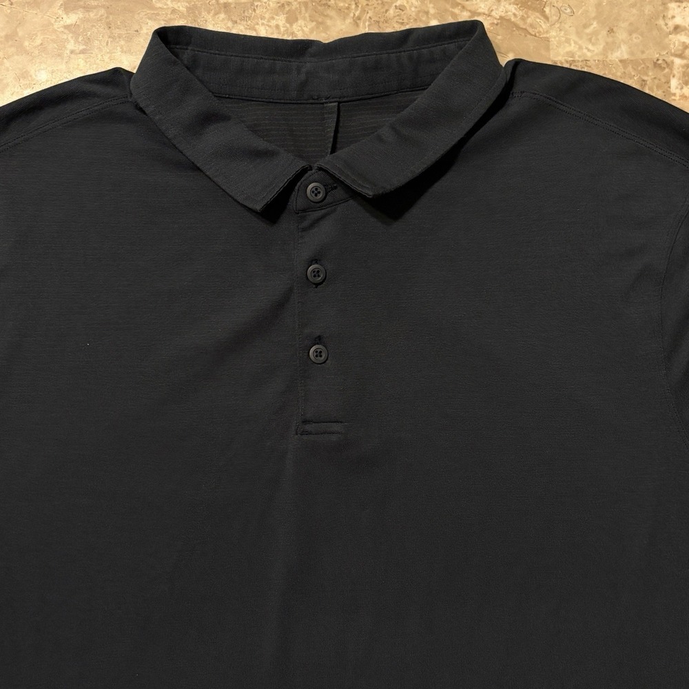 Lululemon Polo Shirt Mens 2XL Blue Evolution Short Sleeve Stretch Golf Tennis